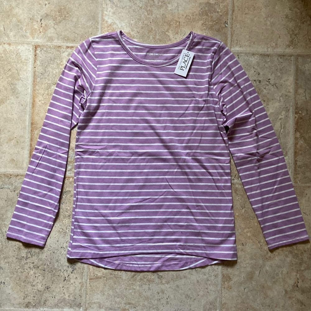 The Children’s Place Lavender and White Striped Shirt